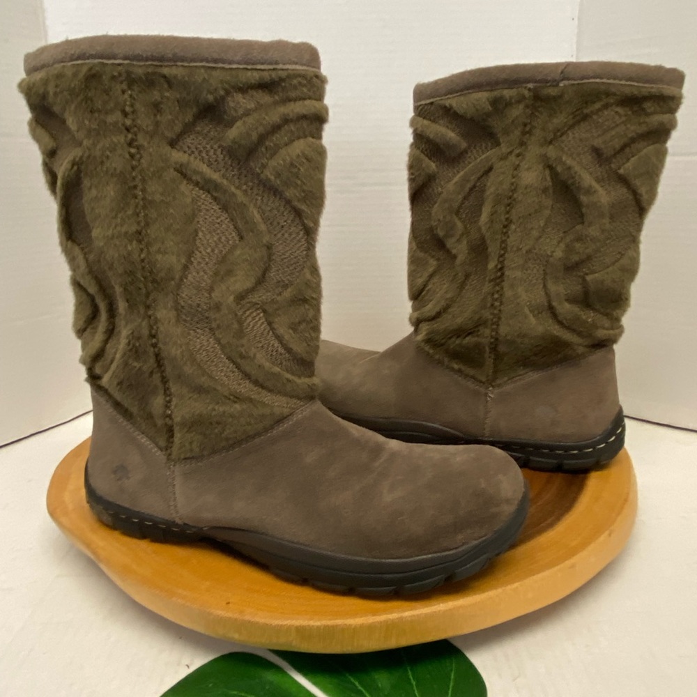 Earth Shoe Leatger & Faux Fur Pull On Boots